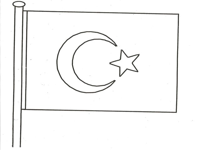 Türk Bayrağı Boyama Sayfası (29 Ekim Cumhuriyet Bayramı)
